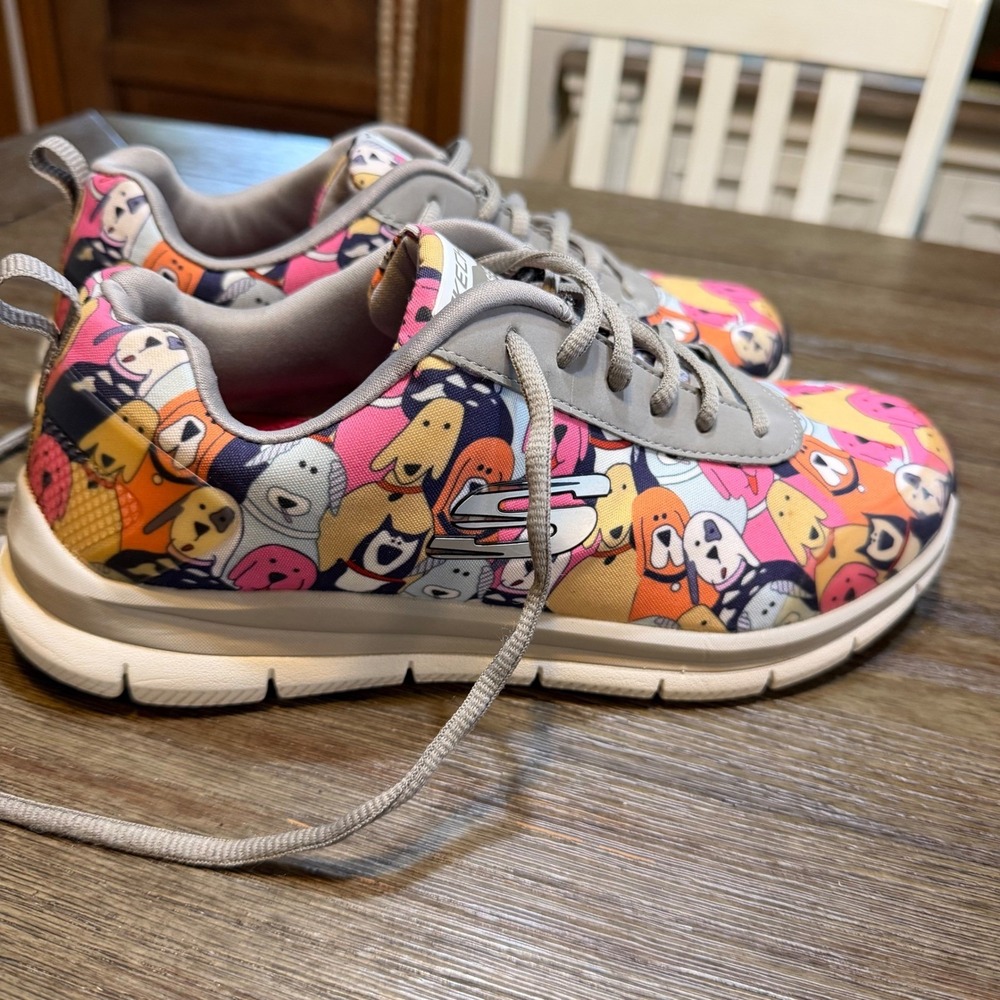 Skechers Work Women 9.5 Wide Dog Print Slip Resistant EH Sneakers 77248W GMLT - Picture 3 of 11